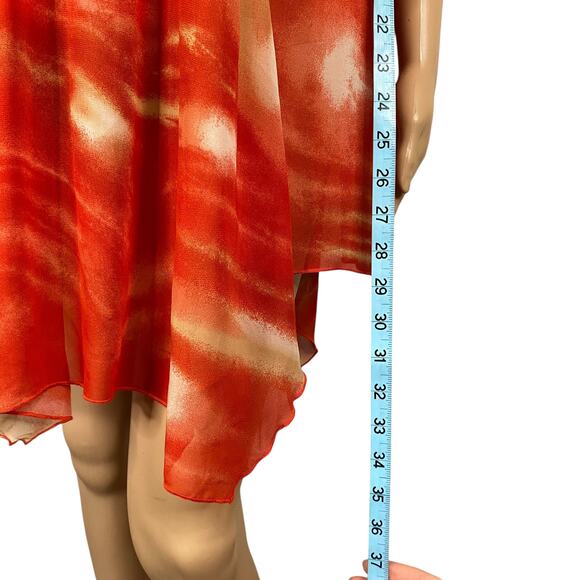 Mushka Sienna Rose Y2K Abstract Flutter Sleeve Asymmetric Fairy Tunic Dress SZ L - Picture 10 of 11